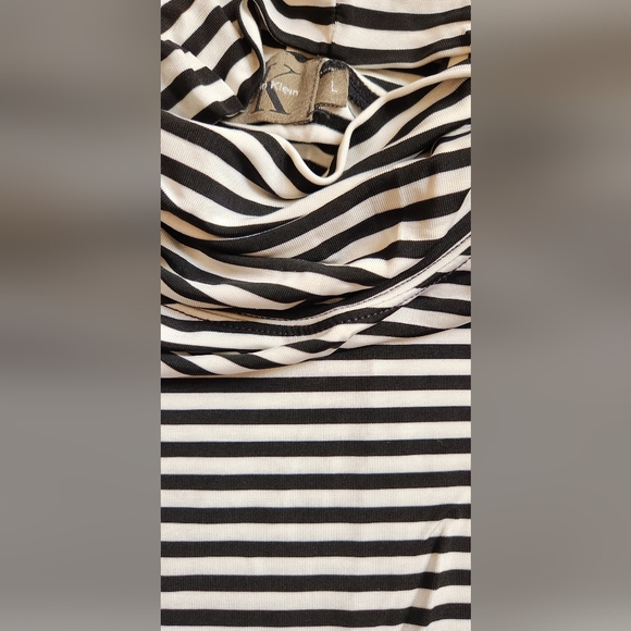 CALVIN KLEIN Men's vintage blk/wht striped turtleneck in L - Picture 6 of 12